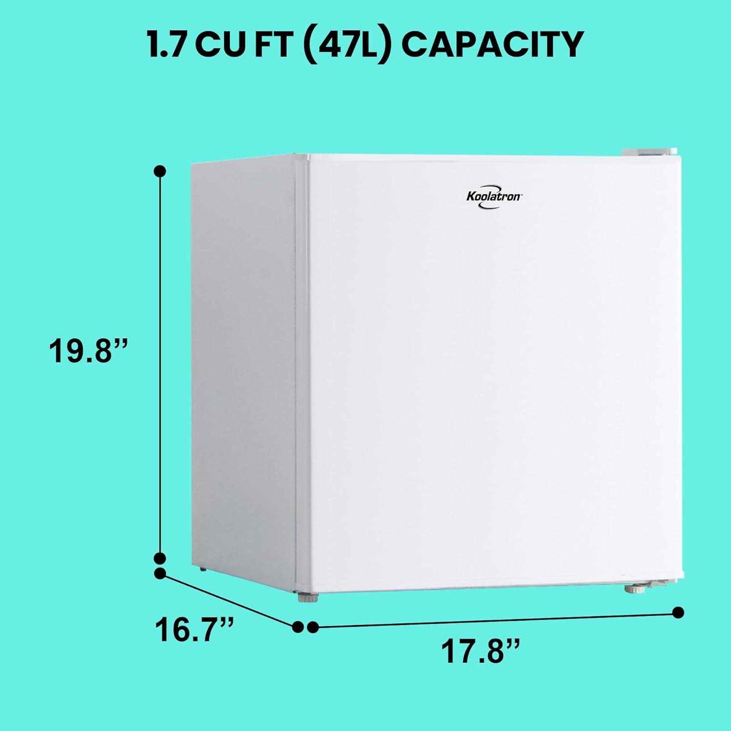 image:imageKoolatron Refrigerator 17 Cubic Feet Capacity White Mini Fridge With Freezer For Kitchen Bedroom office Dorms Cool Storage For Wine Beverages Compact Free Standing Neveras Pequepara