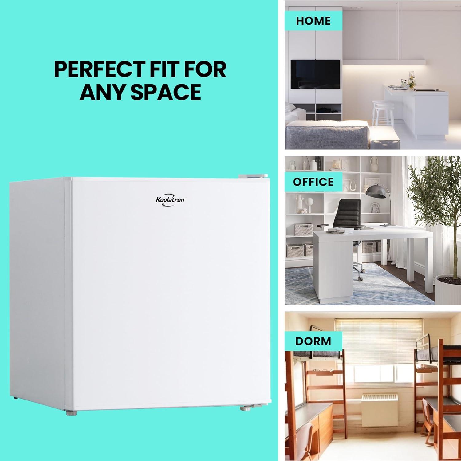image:imageKoolatron Refrigerator 17 Cubic Feet Capacity White Mini Fridge With Freezer For Kitchen Bedroom office Dorms Cool Storage For Wine Beverages Compact Free Standing Neveras Pequepara