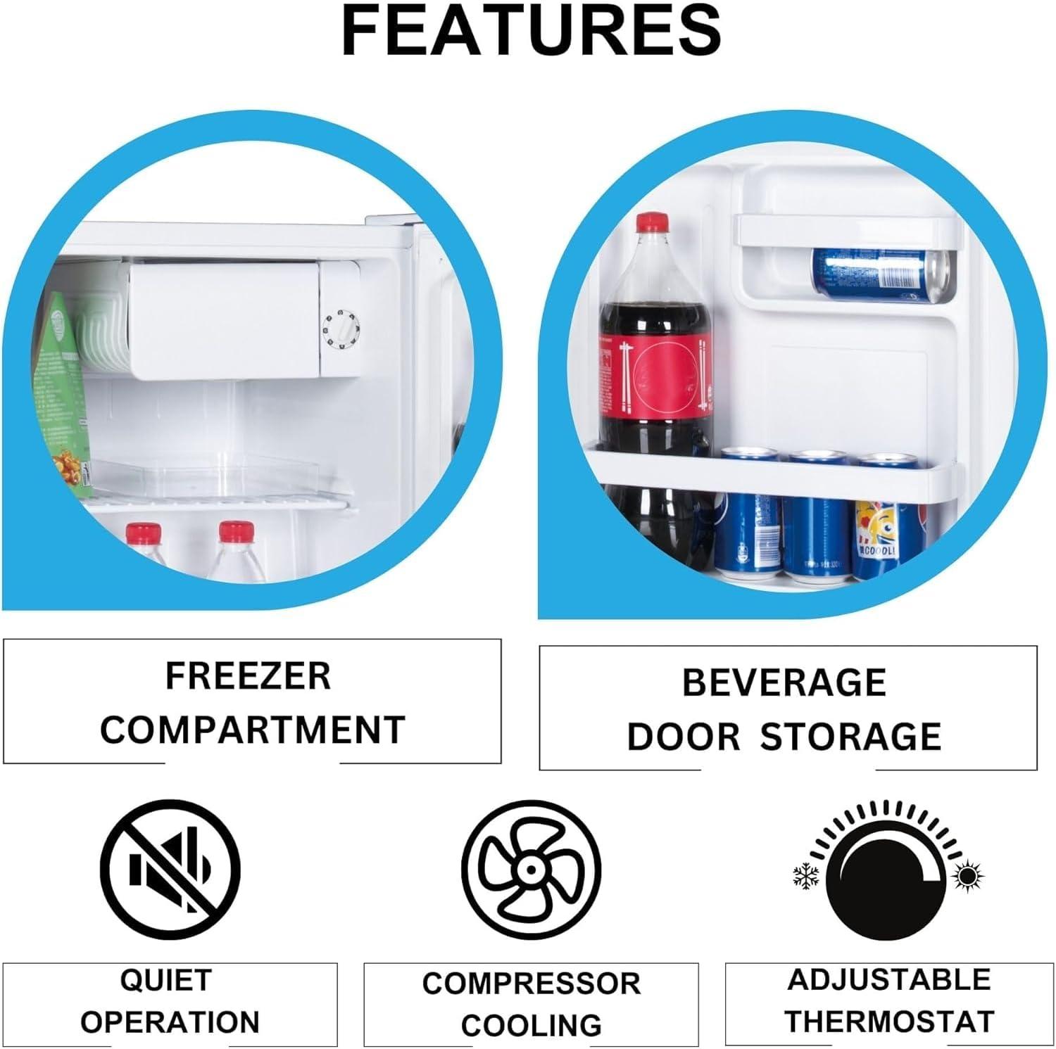 image:imageKoolatron Refrigerator Mini Fridge With Freezer For Kitchen Bedroom office Dorms Cool Storage For Wine Beverages Compact Free Standing Neveras Pequepara 17 Cubic Feet Capacity White