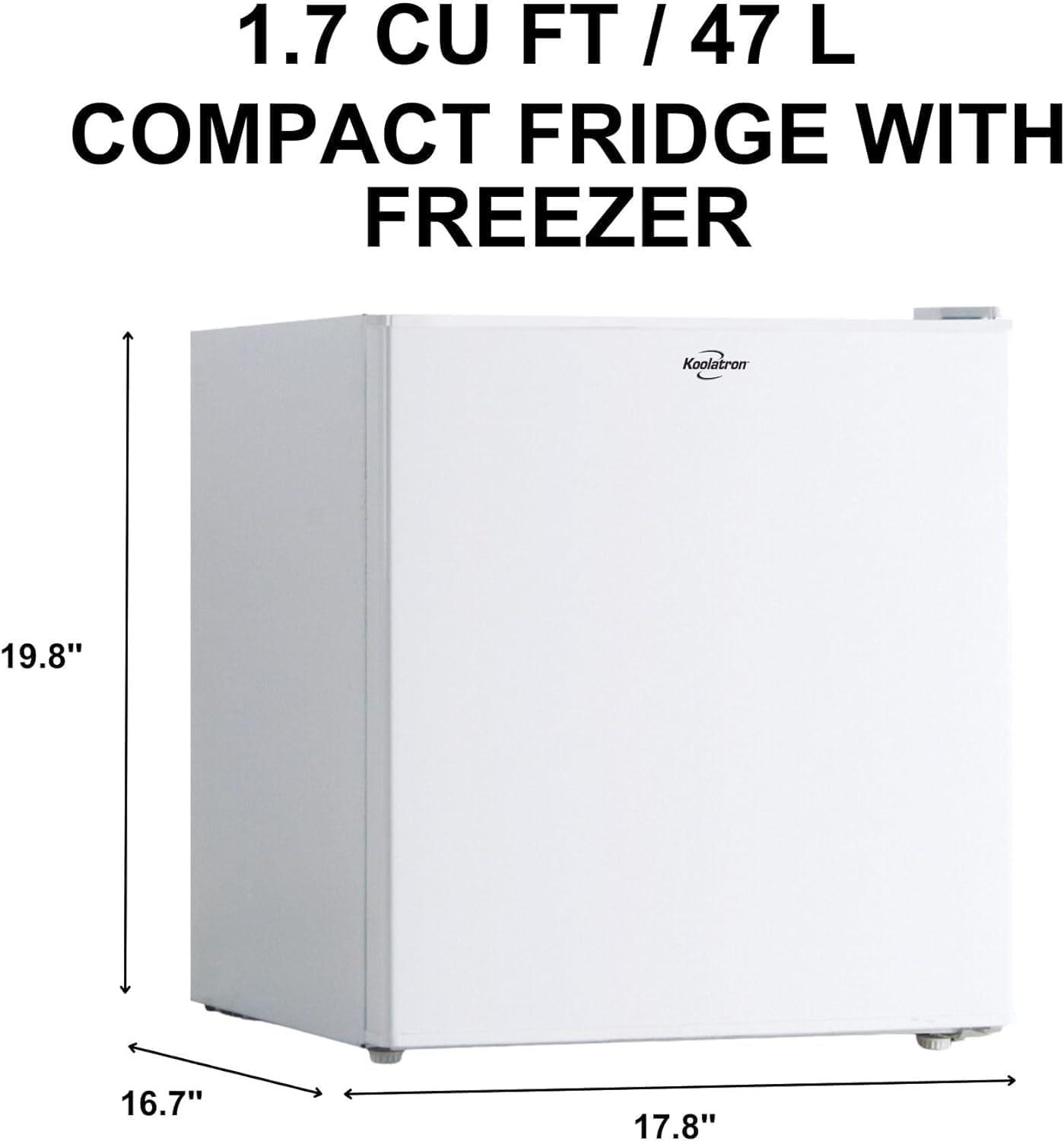 image:imageKoolatron Refrigerator Mini Fridge With Freezer For Kitchen Bedroom office Dorms Cool Storage For Wine Beverages Compact Free Standing Neveras Pequepara 17 Cubic Feet Capacity White