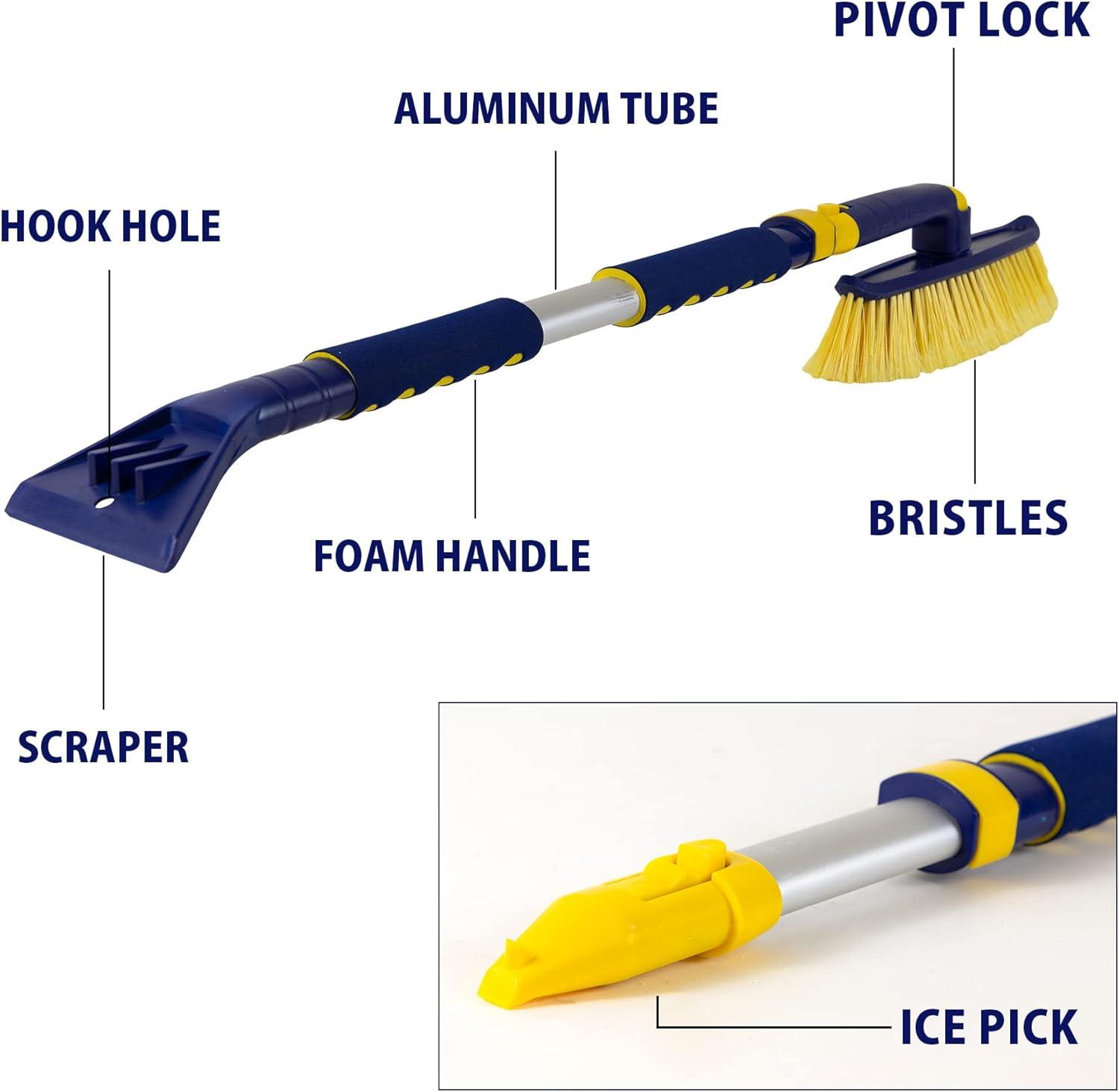 image:imageMichelin Snow Brush for Car Windshield Ice Scraper with 3450 Hybrid Extendable Handle Ergonomic MultiTool Detachable Swivel Head NonSlip Foam Grip Heavy Duty Snow Remover for SUV Truck