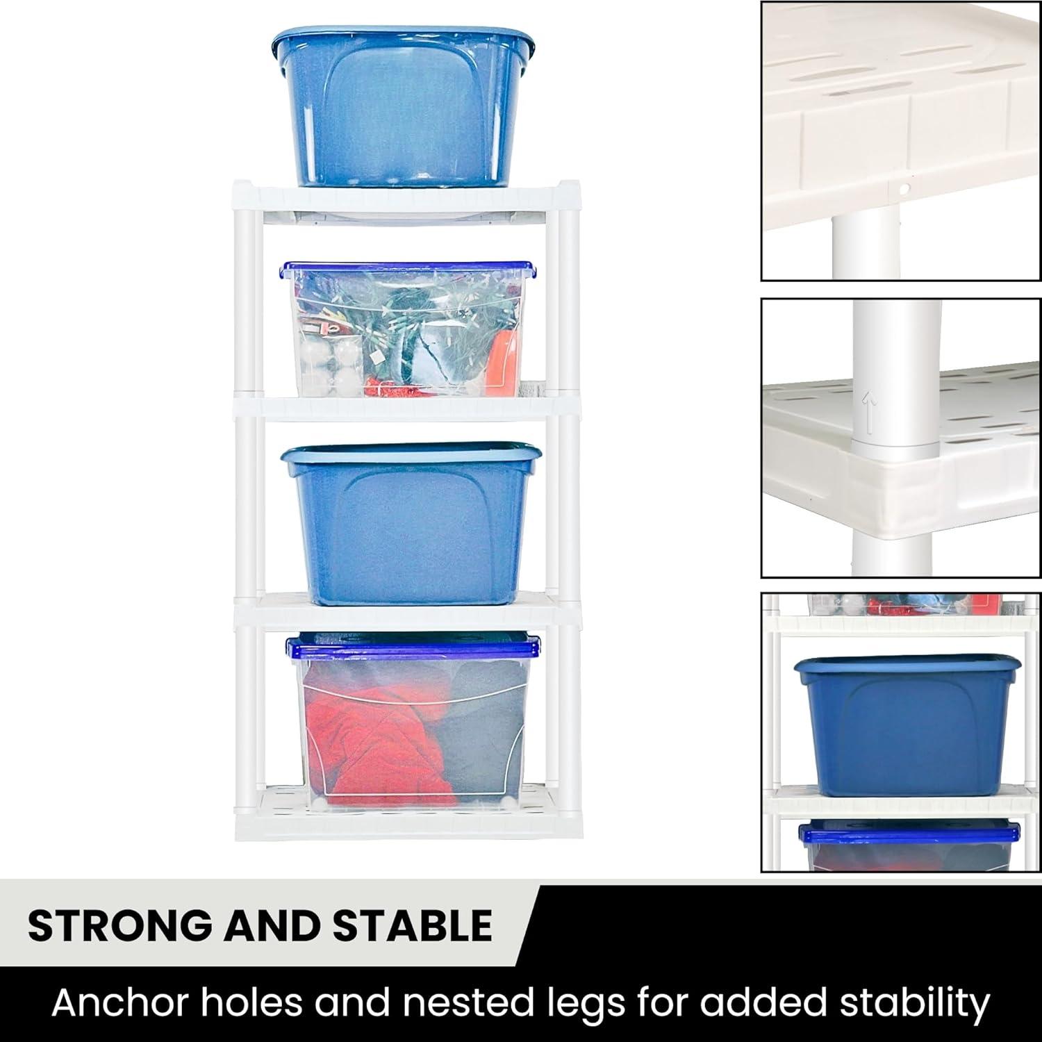 image:imageOskar 4Tier Storage Shelf Heavy Duty Shelving Unit 400 lbs14 x 30 x 57 inches Multipurpose Organizer for Garage Basement Laundry Room Utility Shed Workshop Made in North America White