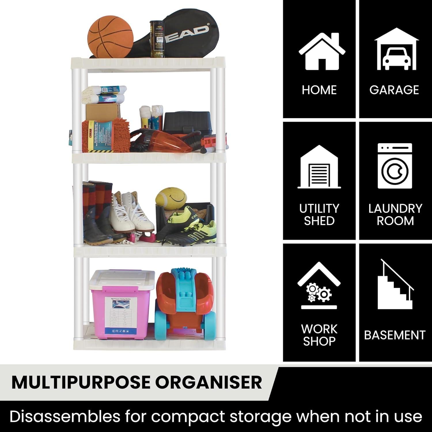 image:imageOskar 4Tier Storage Shelf Heavy Duty Shelving Unit 400 lbs14 x 30 x 57 inches Multipurpose Organizer for Garage Basement Laundry Room Utility Shed Workshop Made in North America White