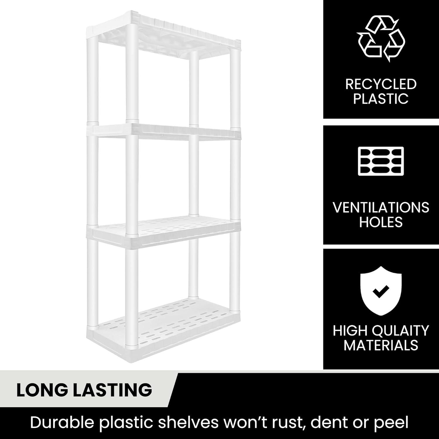 image:imageOskar 4Tier Storage Shelf Heavy Duty Shelving Unit 400 lbs14 x 30 x 57 inches Multipurpose Organizer for Garage Basement Laundry Room Utility Shed Workshop Made in North America White