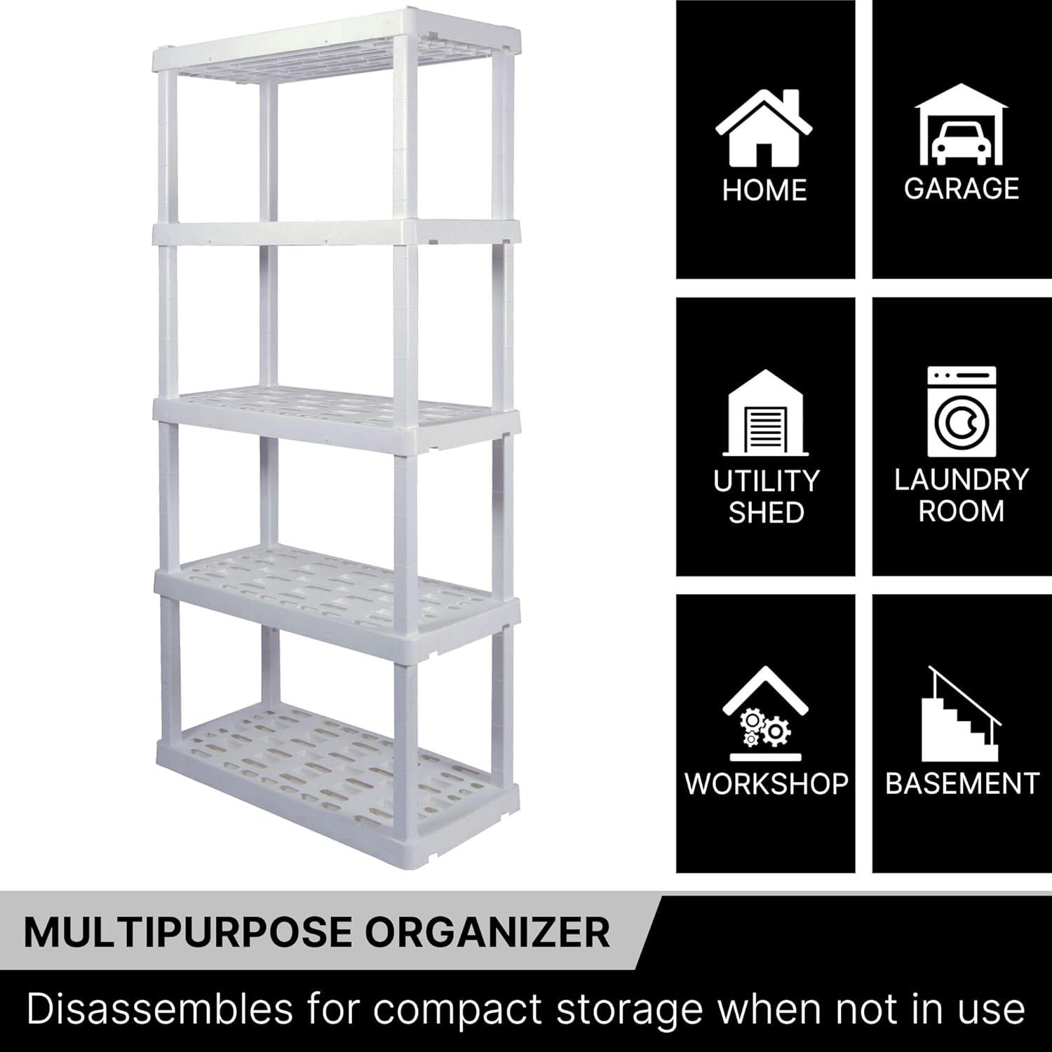 image:imageOskar 5Tier Storage Shelf Interlocking Heavy Duty Shelving Unit 750 lbs18 x 36 x 738 inches Multipurpose Organizer for Garage Basement Utility Shed Workshop Made in North America BlackWhite