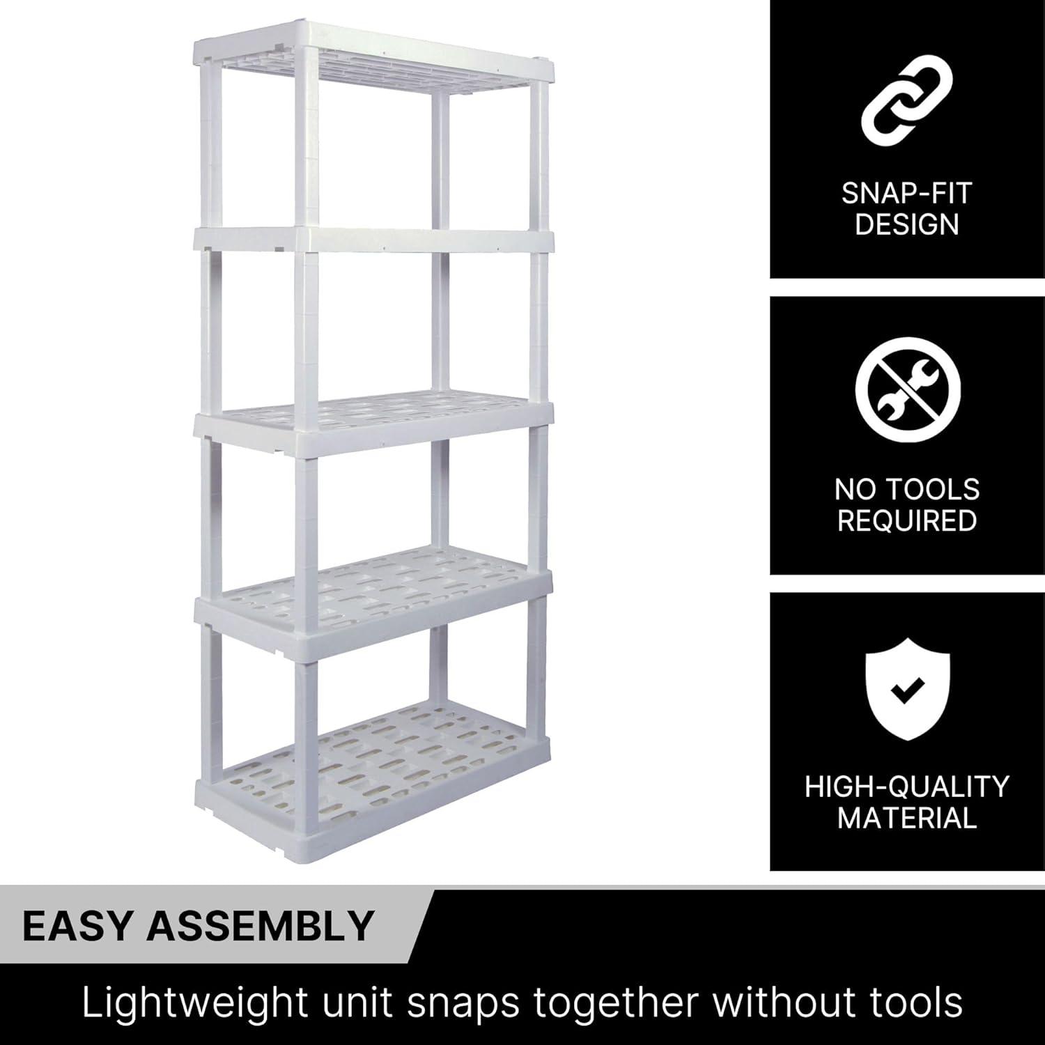 image:imageOskar 5Tier Storage Shelf Interlocking Heavy Duty Shelving Unit 750 lbs18 x 36 x 738 inches Multipurpose Organizer for Garage Basement Utility Shed Workshop Made in North America BlackWhite