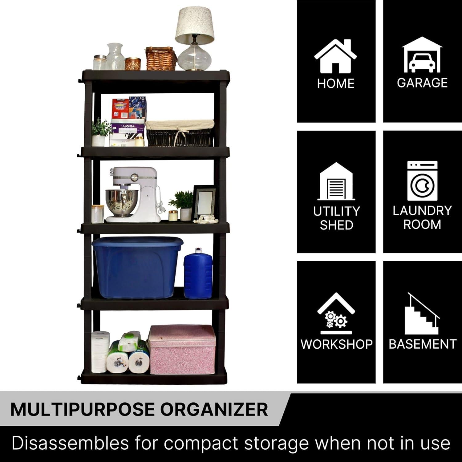 image:imageOskar 5Tier Storage Shelf Interlocking Heavy Duty Shelving Unit 750 lbs18 x 36 x 738 inches Multipurpose Organizer for Garage Basement Utility Shed Workshop Made in North America BlackBlack
