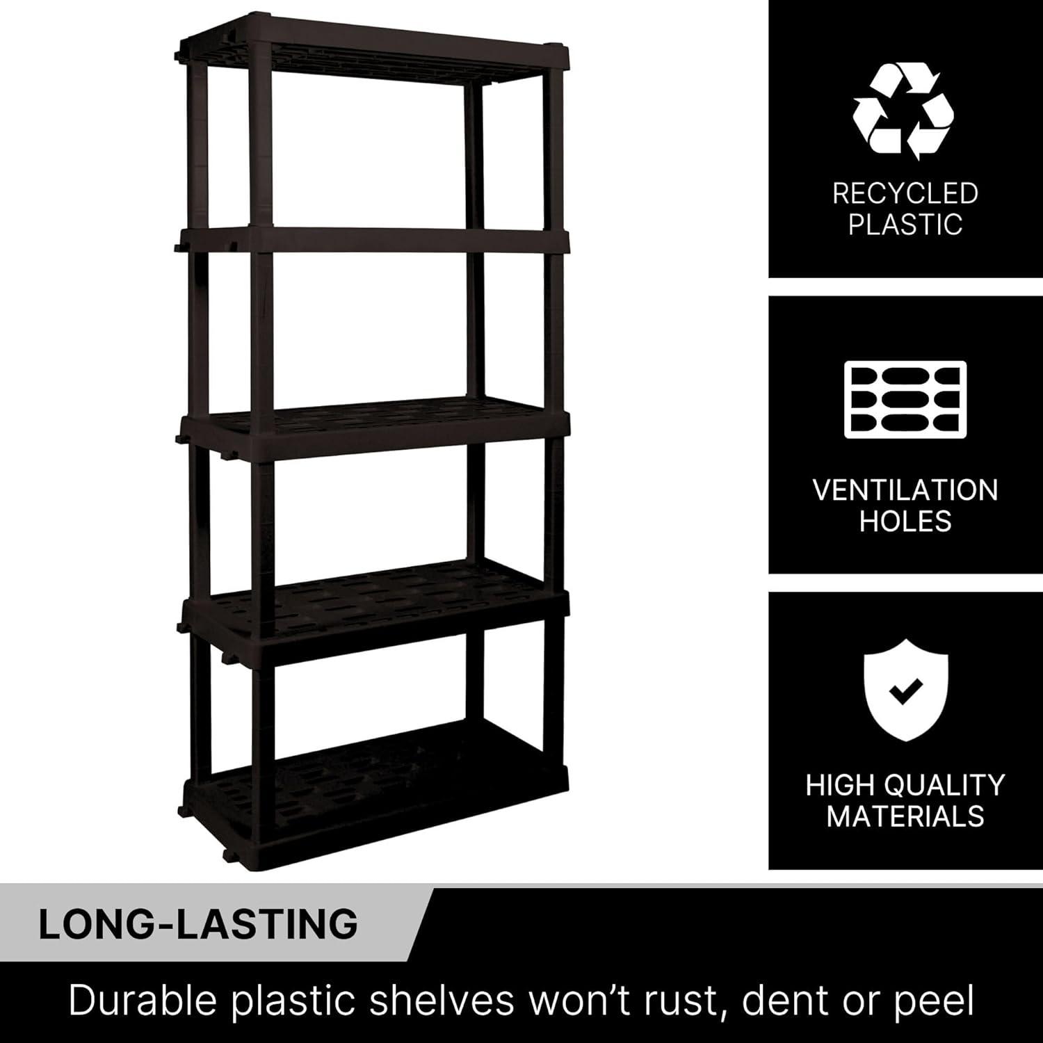 image:imageOskar 5Tier Storage Shelf Interlocking Heavy Duty Shelving Unit 750 lbs18 x 36 x 738 inches Multipurpose Organizer for Garage Basement Utility Shed Workshop Made in North America BlackBlack