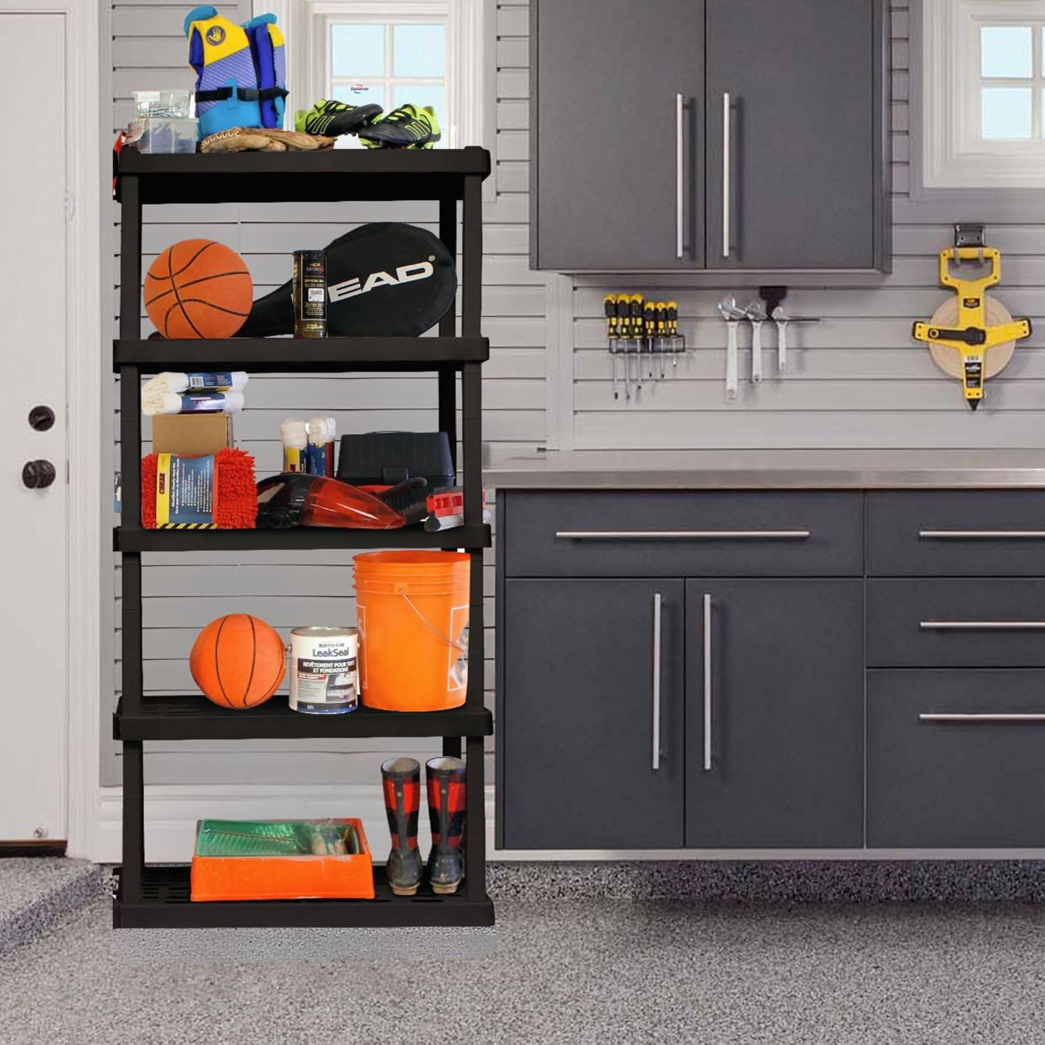 image:imageOskar 5Tier Storage Shelf Interlocking Heavy Duty Shelving Unit 750 lbs18 x 36 x 738 inches Multipurpose Organizer for Garage Basement Utility Shed Workshop Made in North America BlackBlack