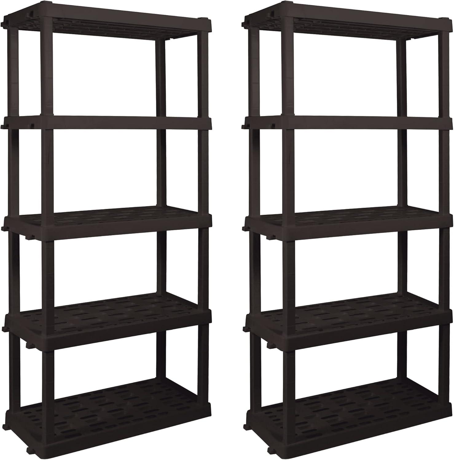 image:imageOskar Heavy Duty Plastic Storage Shelves for Garage Kitchen Bathroom Basement Kids Room ToysStackable 5Tier Black Organizer Rack for Books Shoes Pantry Cleaning and Closet Organization