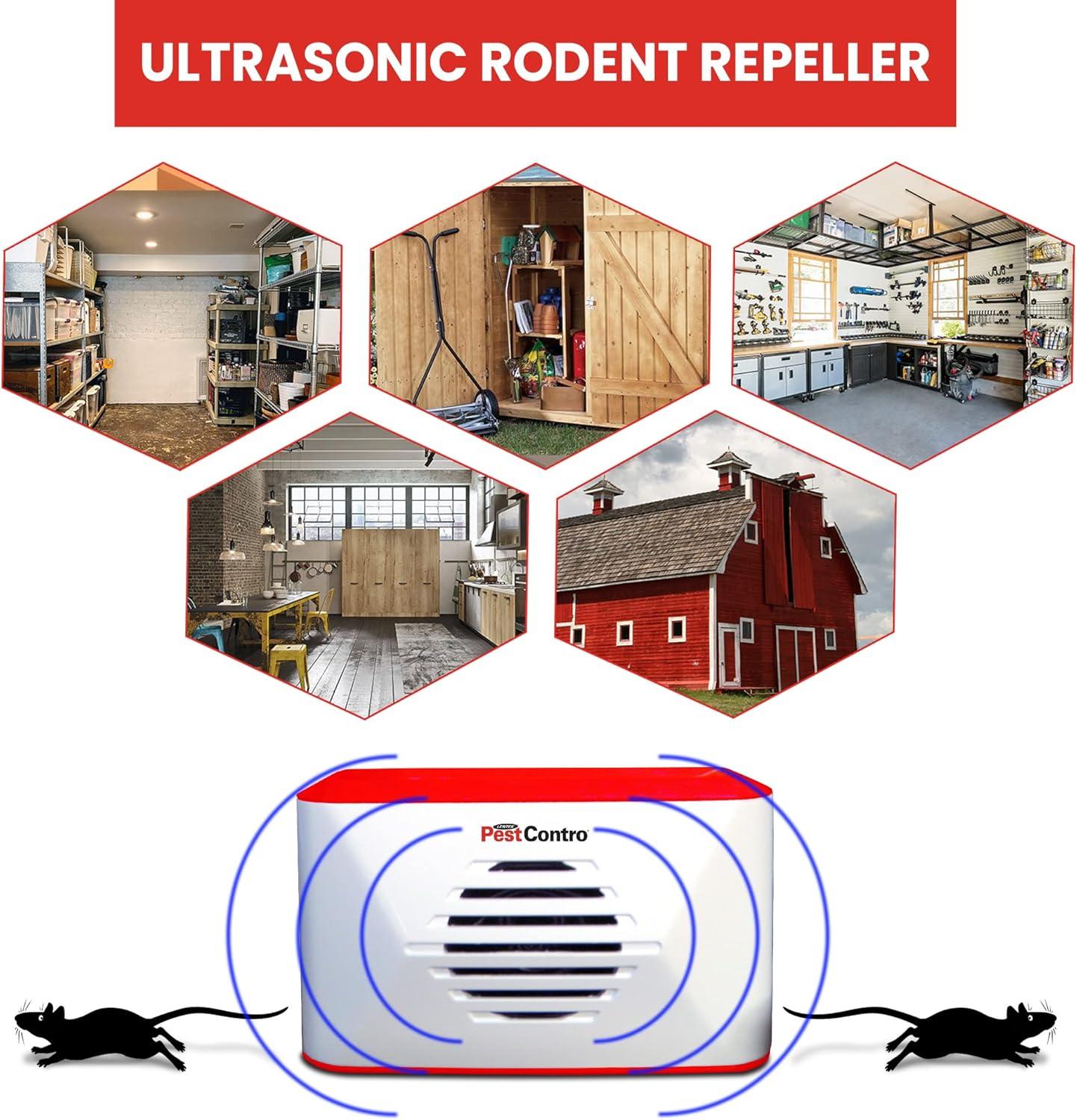image:imagePestContro Portable Ultrasonic Rodent Repeller Cordless NonLethal Pest Control Dual Frequency Mice Rats Squirrels Chipmunks Kitchen Office Garage Basement Shed Storage Attic
