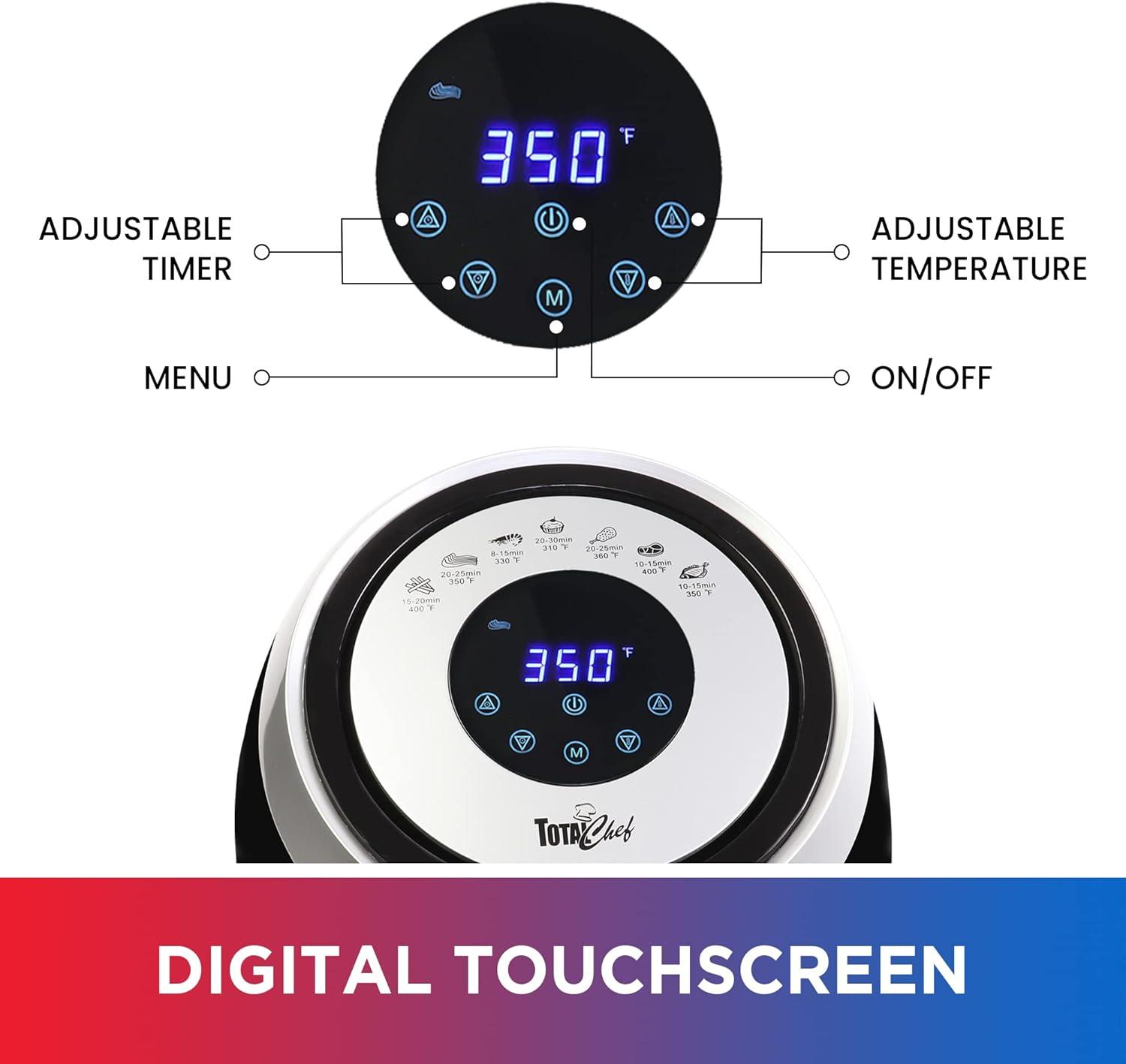 image:imageTotal Chef 38 quart Air Fryer Aerogrill NonStick Frying Basket French Fry Digital Touch Screen 7 Presets Friteuse lectrique Countertop Cooking Kitchen Appliance Black38 Quarts