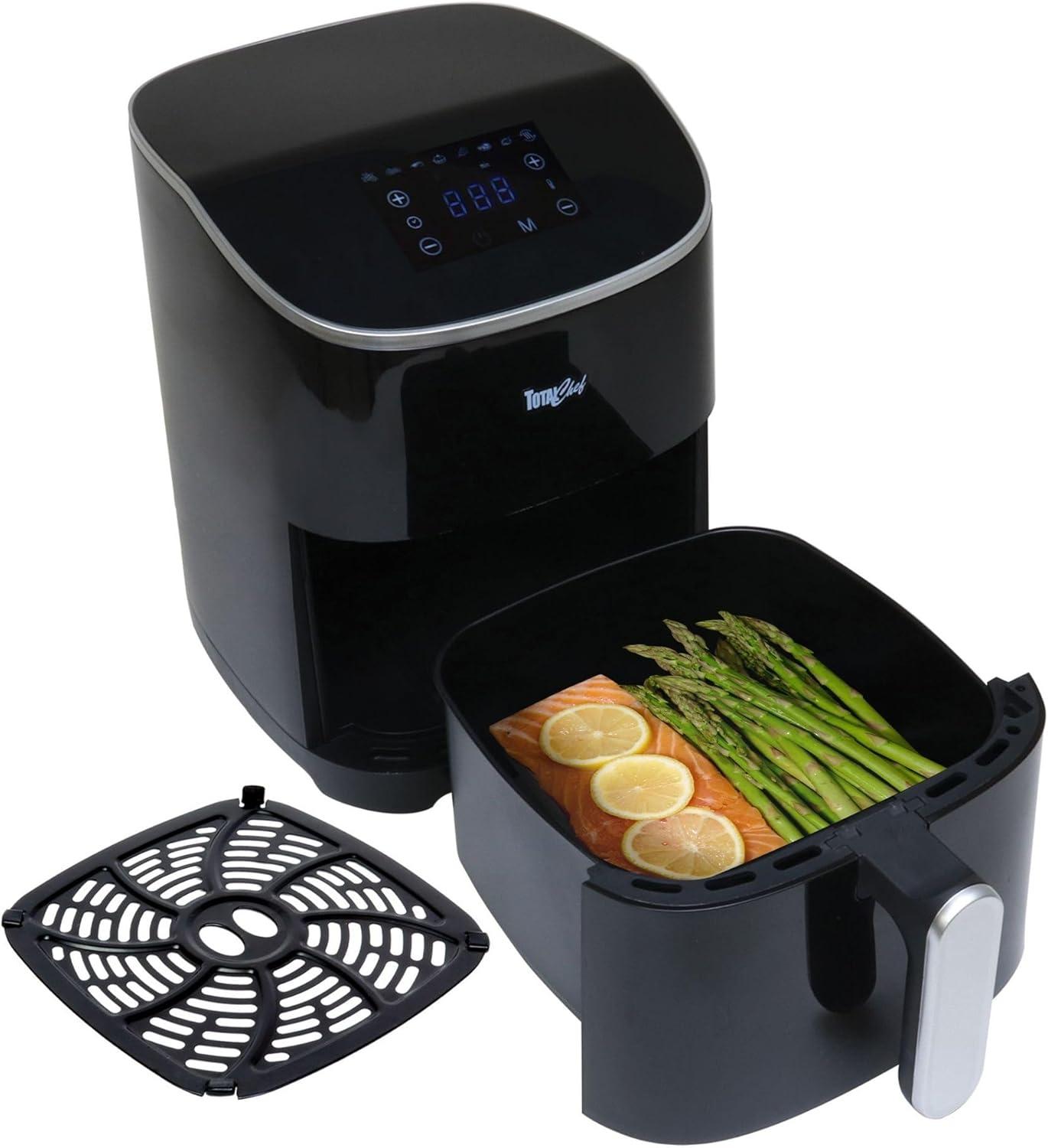 image:imageTotal Chef 38 quart Air Fryer Aerogrill NonStick Frying Basket French Fry Digital Touch Screen 7 Presets Friteuse lectrique Countertop Cooking Kitchen Appliance Black5 Quarts