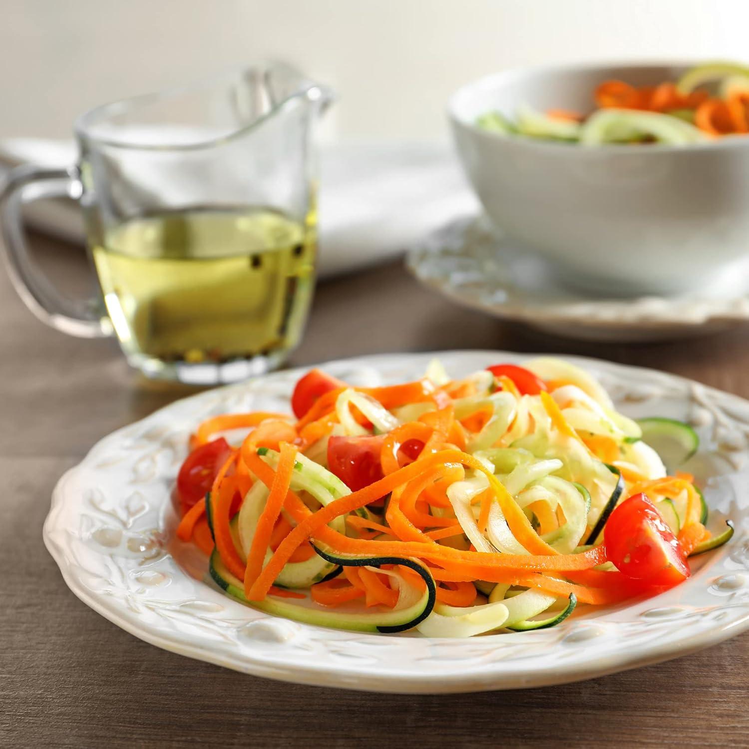 image:imageTotal Chef 3in1 Automatic Electric Vegetable Spiralizer and Slicer 3 Blade Attachments for Veggie Spaghetti Noodles and Ribbons Black and Silver Zoodle Maker