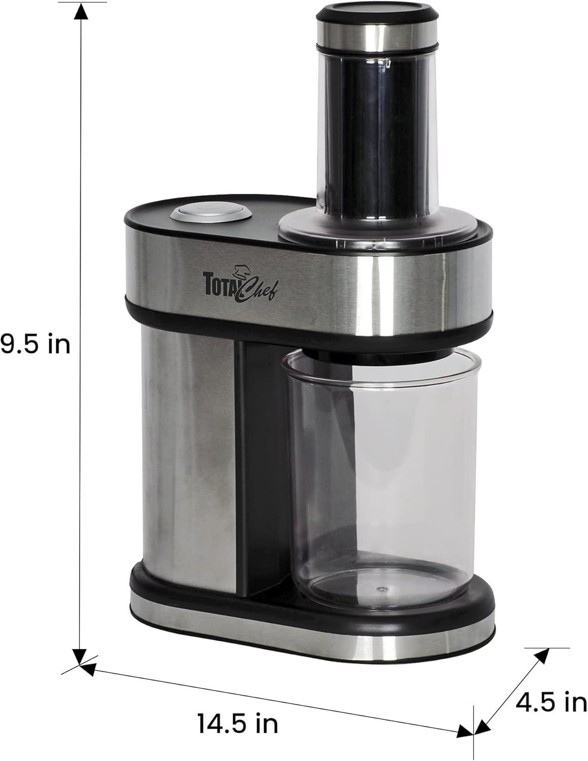 image:imageTotal Chef 3in1 Automatic Electric Vegetable Spiralizer and Slicer 3 Blade Attachments for Veggie Spaghetti Noodles and Ribbons Black and Silver Zoodle Maker