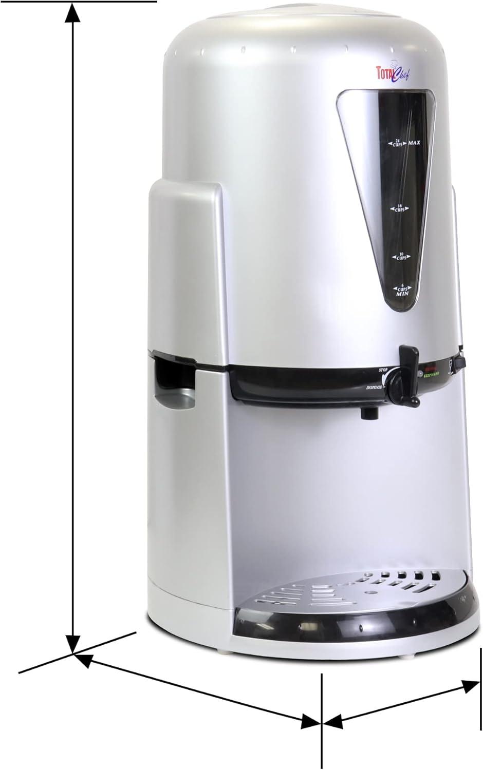 image:imageTotal Chef Coffee Urn 24 Cup Electric Percolator Automatic Hot Beverage Maker for Tea Cider Mulled Wine 15 Gal Capacity Double Wall Insulated HandsFree Dispenser Silver and Black