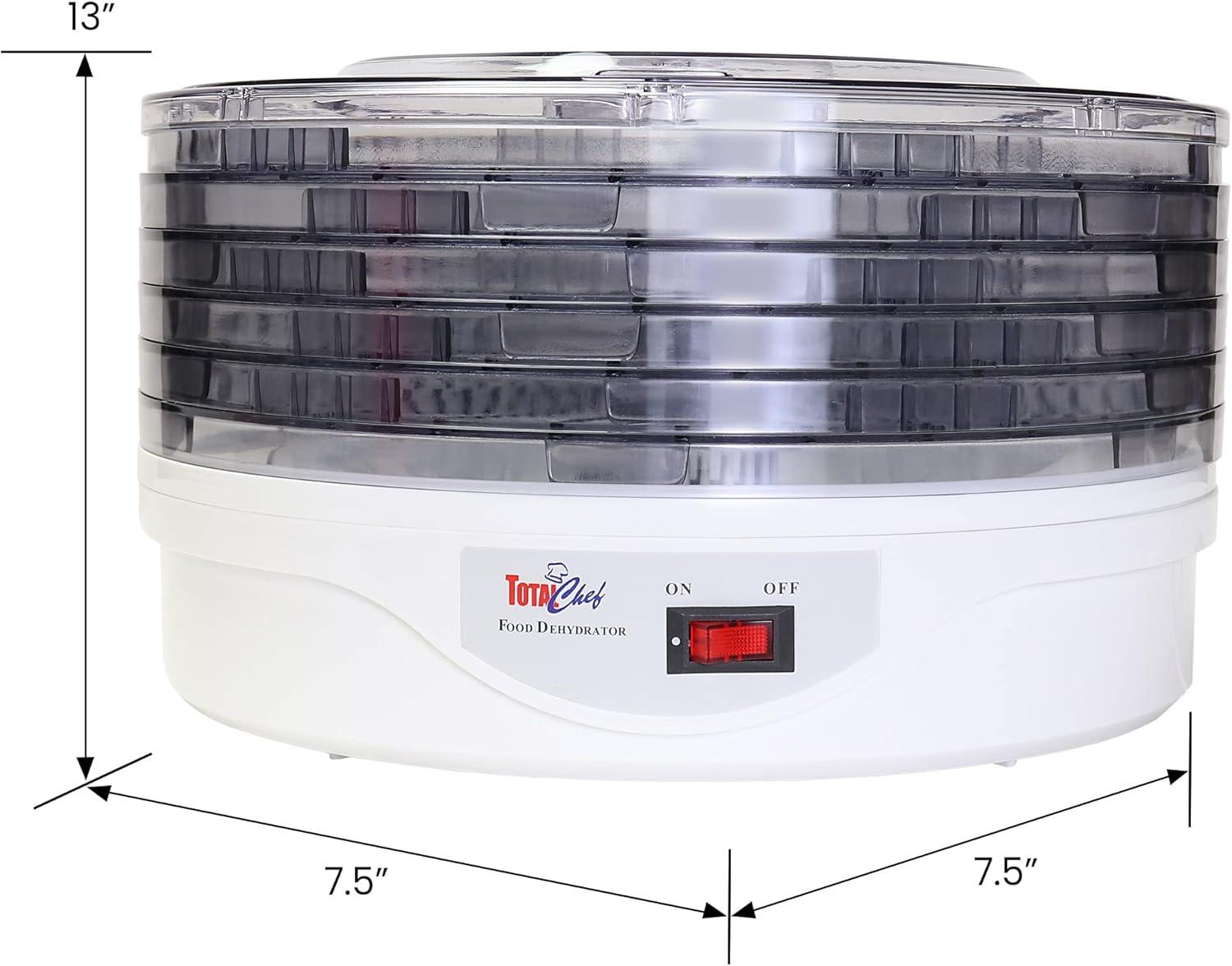 image:imageTotal Chef Electric Food Dehydrator 5Tier Alimentos Deshidratador for Jerky Fruit Herbs Vegetables Meat Fish Countertop Dehydrator with DishwasherSafe Trays for carnes secas frutas