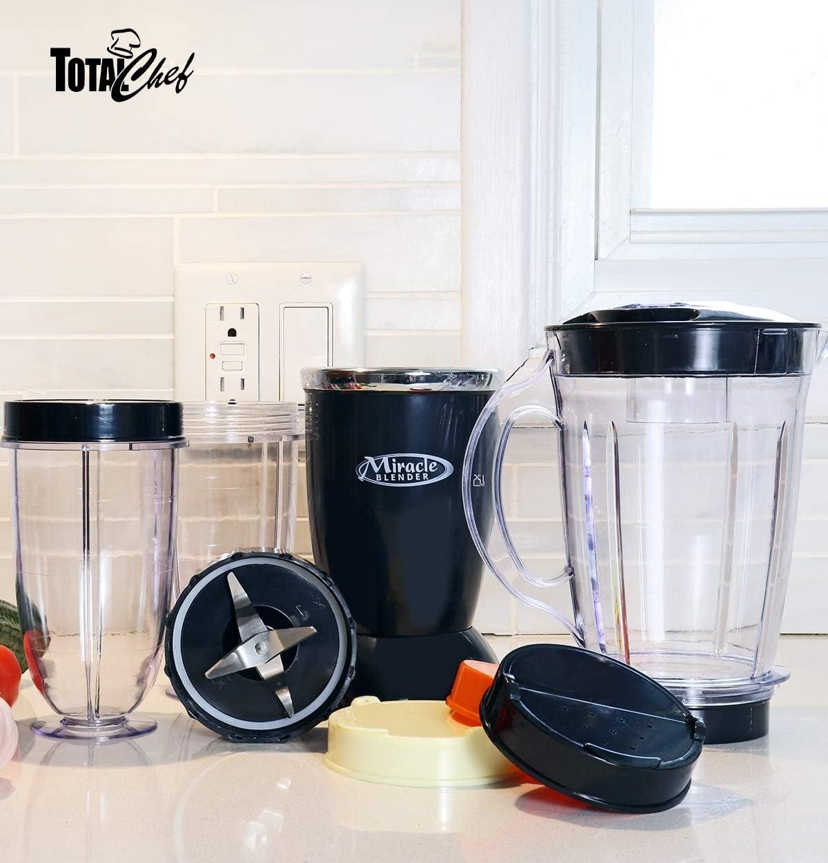 image:imageTotal Chef Miracle Blender Electric Mixer for Smoothies Ice Crush amp Pulse Function Heavy Duty Bullet Pitcher Kitchen Appliance DishwasherSafe Jar Black