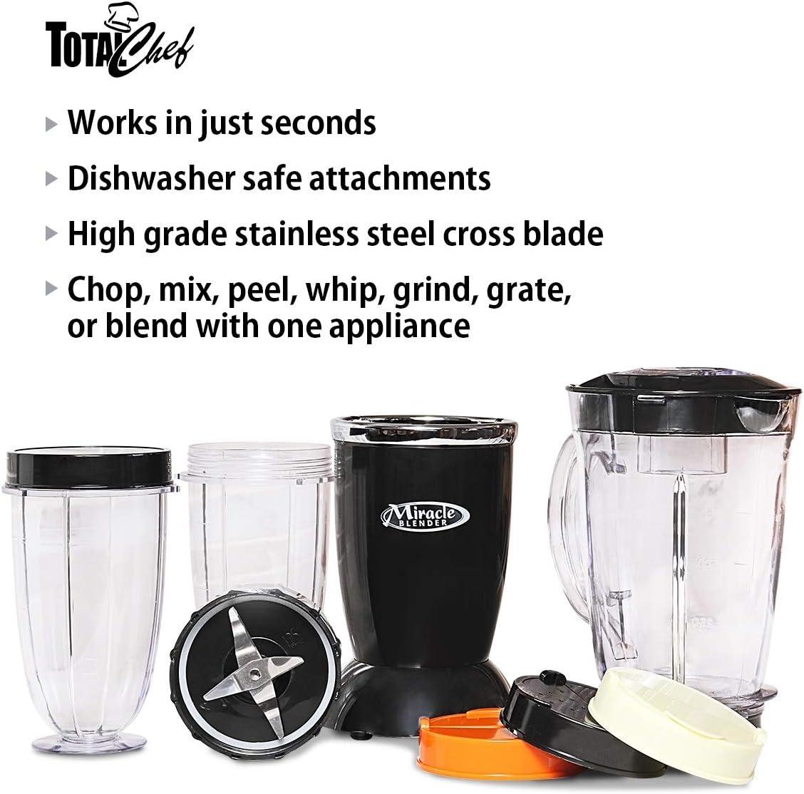 image:imageTotal Chef Miracle Blender Electric Mixer for Smoothies Ice Crush amp Pulse Function Heavy Duty Bullet Pitcher Kitchen Appliance DishwasherSafe Jar Black