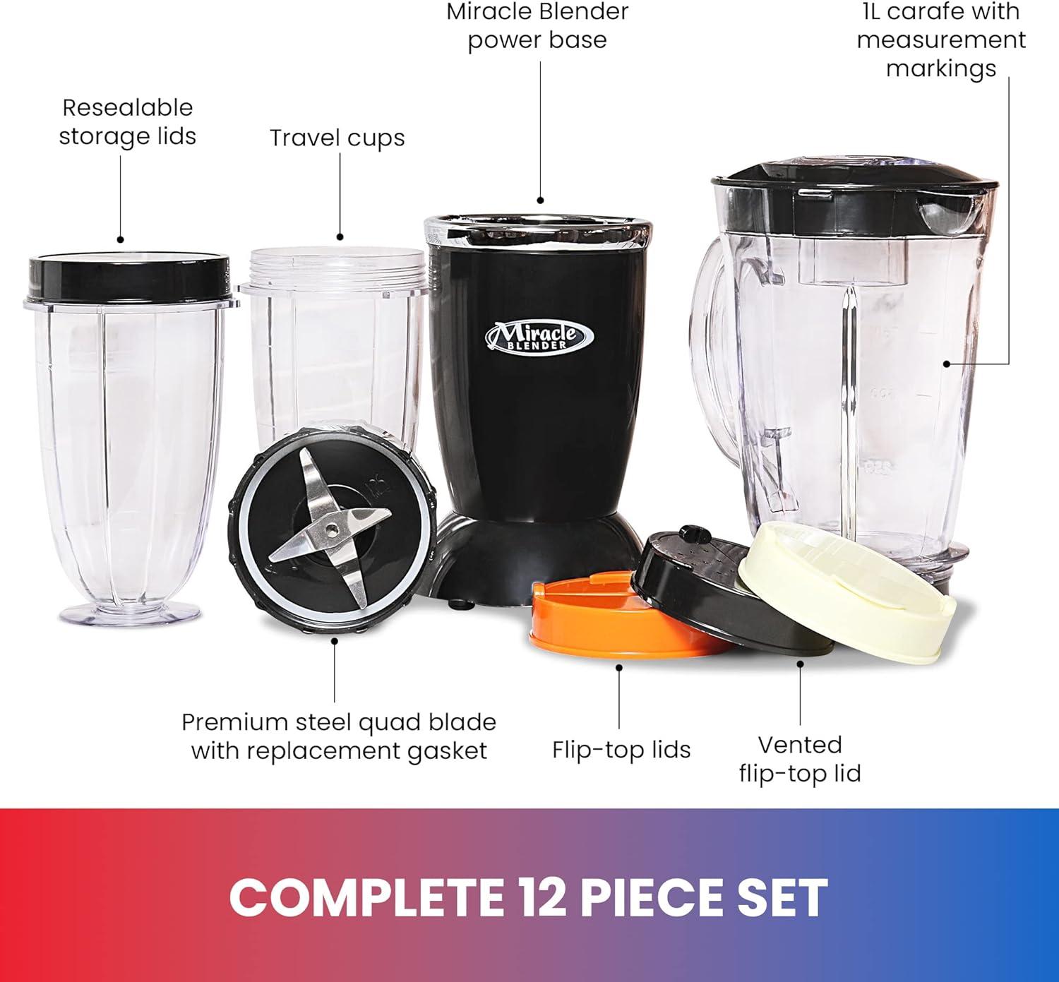 image:imageTotal Chef Miracle Blender Electric Mixer for Smoothies Ice Crush amp Pulse Function Heavy Duty Bullet Pitcher licuadora Kitchen Appliance DishwasherSafe Jar Black