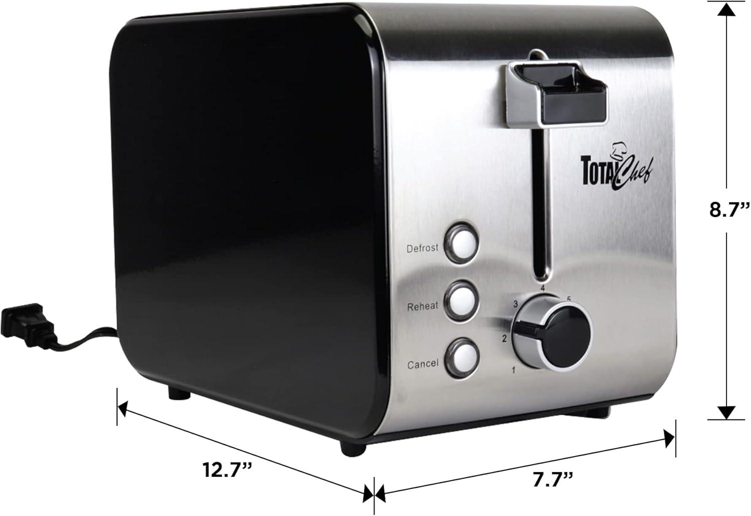 image:imageTotal Chef toaster 2 slice large wide slot fast commercial countertop toasted toasters with space saving modern stainless steel for bread bagel Waffles retro quick clear popup tostadora de pan