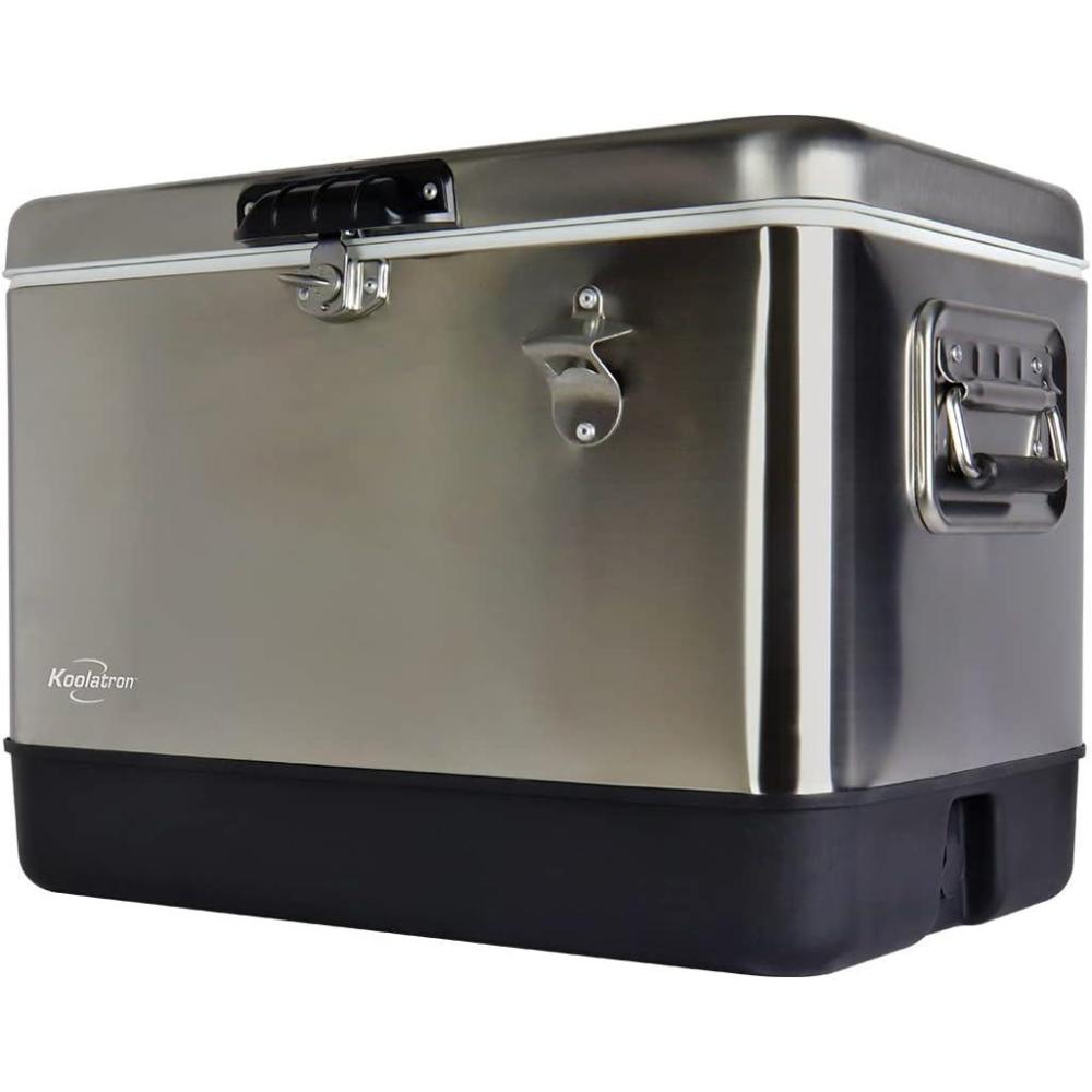image:imageKoolatron Ice Chest Cooler Portable Ice Bucket with Bottle Opener Vintage Style Insulated for Camping Beach Picnic RV BBQs Tailgating Fishing Stainless Steel 85 Can Ice Box 51L 54 qt