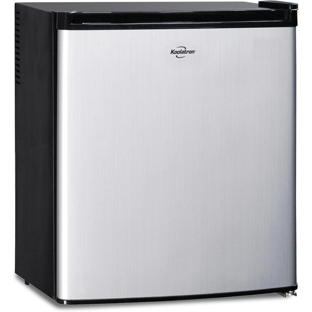 image:imageKoolatron Stainless Steel Compact Fridge with Freezer 17 Cubic Feet 48 L Capacity Silver and Black for Snacks Frozen Meals Beverages Juice Beer Den Dorm Office Games Room or RV