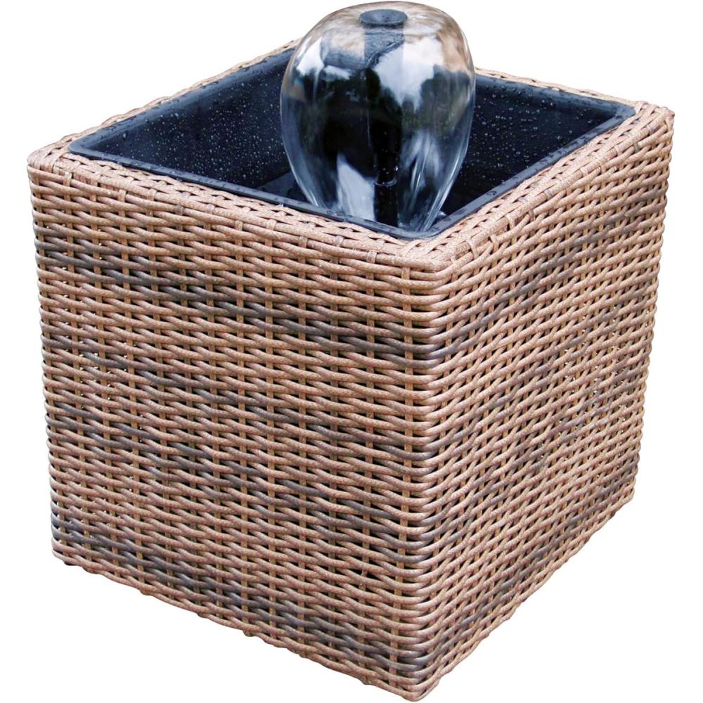 image:imageKoolscapes WickerLook Water Feature Mini Pond and Fountain Brown 200 GPH Pump Weather Resistant SelfContained Indoor or Outdoor Pond Kit for Deck Porch Balcony Garden Yard Pool Sunroom Patio