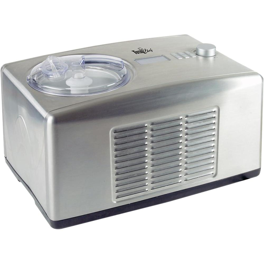 image:imageTotal Chef 2in1 Automatic Ice Cream Maker and Yogurt Maker LCD Display 16 qt BuiltIn Compressor Fresh Homemade Frozen Yogurt Sorbet Gelato in 1 Hour No Salt or PreFreezing Stainless Steel SilverSilver