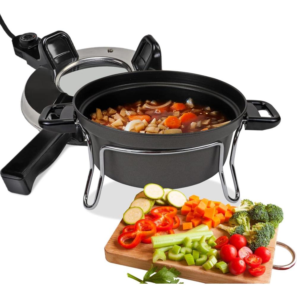 image:imageTotal Chef Czech Cooker The Ultimate Electric Oven with Adjustable Thermostat Versatile Cooking Options Efficient Heating NonStick Pot Portable Design and HeatSafe Stands