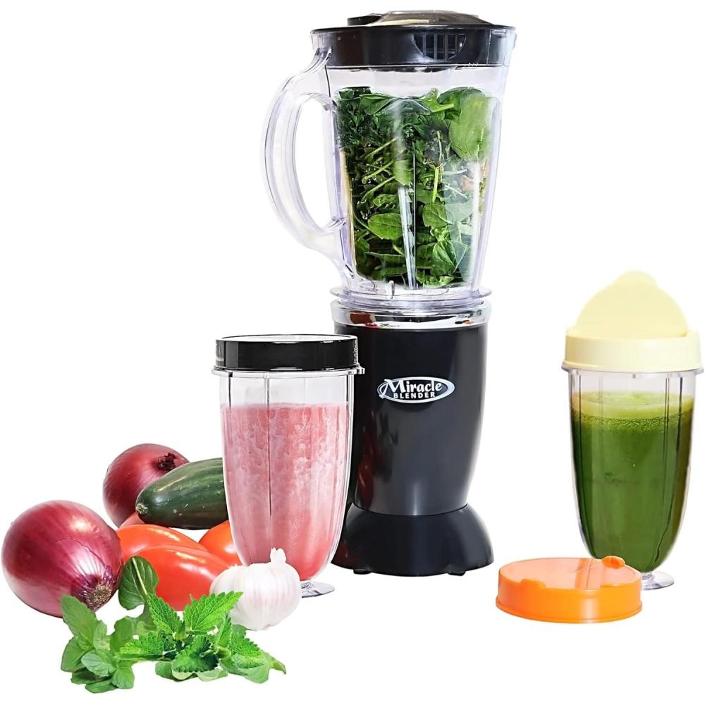 image:imageTotal Chef Miracle Blender Electric Mixer for Smoothies Ice Crush amp Pulse Function Heavy Duty Bullet Pitcher Kitchen Appliance DishwasherSafe Jar Black
