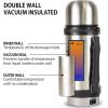 Koolatron 12V Insulated Vacuum Flask with Heater, 1L Silver and Black Stainless Steel, Push Button Dispenser, for Car, SUV, Truck, RV, Boat