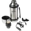 Koolatron 12V Insulated Vacuum Flask with Heater, 1L Silver and Black Stainless Steel, Push Button Dispenser, for Car, SUV, Truck, RV, Boat