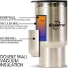 Koolatron 12V Travel Mug – USB Powered, Insulated With Heater, 500 mL (17 oz) – Leakproof Portable Tumbler for Hot And Cold Beverages In Car, SUV, Truck, Office, Home, Dorm, Stainless Steel