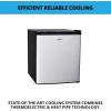 Koolatron Stainless Steel Compact Fridge with Freezer, 1.7 Cubic Feet (48 L) Capacity, Silver and Black, for Snacks, Frozen Meals, Beverages, Juice, Beer, Den, Dorm, Office, Games Room, or RV