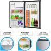 Koolatron Stainless Steel Compact Fridge with Freezer, 4.4 cu ft (124L), Silver and Black, Flat Back, Reversible Door, for Snacks, Frozen Meals, Beverages, Beer, Den, Dorm, Office, Rec Room, Home Bar