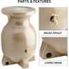 Koolscapes Stone-Look Rain Barrel, 55 gal (210L), Beige, Rustproof Debris Screen, Overflow Spout, Brass Spigot with Standard Hose Threading, for Eco-Friendly Gardening and Water Conservation