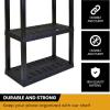 Oskar Heavy Duty Plastic Storage Shelves- for Garage, Kitchen, Bathroom Basement, Kids Room, Toys,Stackable 4-Tier Black, Organizer Rack for Books Shoes, Pantry, Cleaning and Closet Organization