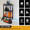 Oskar Heavy Duty Plastic Storage Shelves- for Garage, Kitchen, Bathroom Basement, Kids Room, Toys,Stackable 4-Tier Black, Organizer Rack for Books Shoes, Pantry, Cleaning and Closet Organization