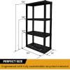 Oskar Heavy Duty Plastic Storage Shelves- for Garage, Kitchen, Bathroom Basement, Kids Room, Toys,Stackable 4-Tier Black, Organizer Rack for Books Shoes, Pantry, Cleaning and Closet Organization