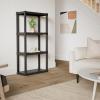 Oskar Heavy Duty Plastic Storage Shelves- for Garage, Kitchen, Bathroom Basement, Kids Room, Toys,Stackable 4-Tier Black, Organizer Rack for Books Shoes, Pantry, Cleaning and Closet Organization