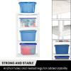 Oskar Heavy Duty Plastic Storage Shelves- for Garage, Kitchen, Bathroom Basement, Kids Room, Toys,Stackable 4-Tier White, Organizer Rack for Books Shoes, Pantry, Cleaning and Closet Organization(White)