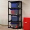 Oskar Heavy Duty Plastic Storage Shelves- for Garage, Kitchen, Bathroom Basement, Kids Room, Toys,Stackable 5-Tier Black, Organizer Rack for Books Shoes, Pantry, Cleaning and Closet Organization