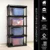Oskar Heavy Duty Plastic Storage Shelves- for Garage, Kitchen, Bathroom Basement, Kids Room, Toys,Stackable 5-Tier Black, Organizer Rack for Books Shoes, Pantry, Cleaning and Closet Organization
