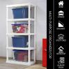 Oskar Heavy Duty Plastic Storage Shelves- for Garage, Kitchen, Bathroom Basement, Kids Room, Toys,Stackable 5-Tier White, Organizer Rack for Books Shoes, Pantry, Cleaning and Closet Organization