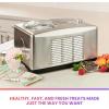 Total Chef 2-in-1 Automatic Ice Cream Maker and Yogurt Maker LCD Display 1.6 qt Built-In Compressor Fresh Homemade Frozen Yogurt Sorbet Gelato in 1 Hour No Salt or Pre-Freezing Stainless Steel Silver(Silver)