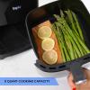 Total Chef 3.8 quart Air Fryer – Aerogrill, Non-Stick Frying Basket, French Fry, Digital Touch Screen, 7 Presets, Friteuse électrique, Countertop Cooking Kitchen Appliance, Black(5 Quarts)