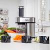 Total Chef 3-in-1 Automatic Electric Vegetable Spiralizer and Slicer, 3 Blade Attachments for Veggie Spaghetti, Noodles, and Ribbons, Black and Silver, Zoodle Maker