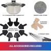 Total Chef 8 Person Raclette and Cheese Fondue Set with Granite Stone, Non-Stick Electric Indoor Grill, Tabletop Cooking, Accessories Included, Ideal for Holidays and Family Dinners, Black