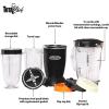 Total Chef Miracle Blender – Electric Mixer for Smoothies, Ice Crush & Pulse Function, Heavy Duty Bullet Pitcher, Kitchen Appliance, Dishwasher-Safe Jar, Black